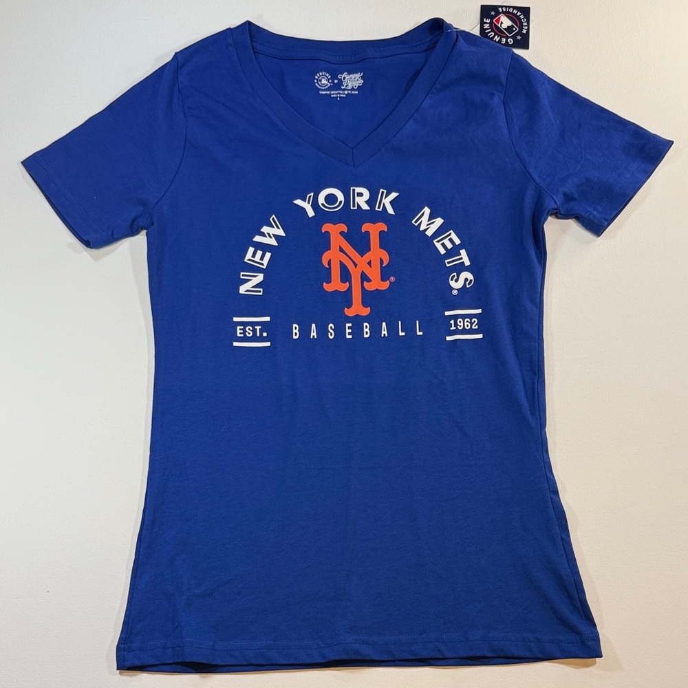 New York Mets Royal Blue V-Neck T-Shirt Women’s Size S NWT